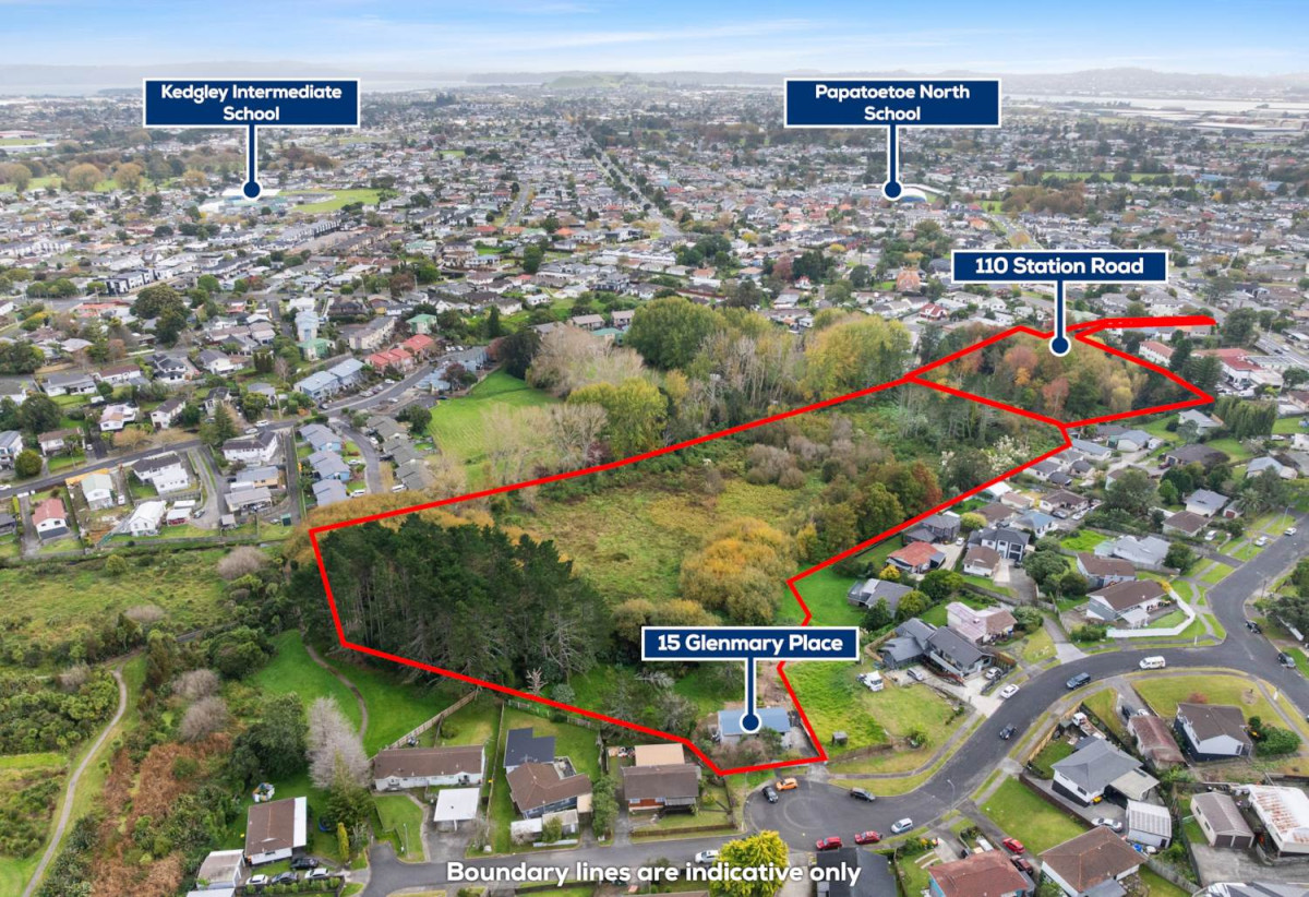 8076m² section, close to schools, shops, [also for sale, 15 Glenmary Place – 2.9633 Hectares (including income-producing residential units)], 0.8 km to Papatoetoe West School, 110 Station Road, Papatoetoe, Auckland