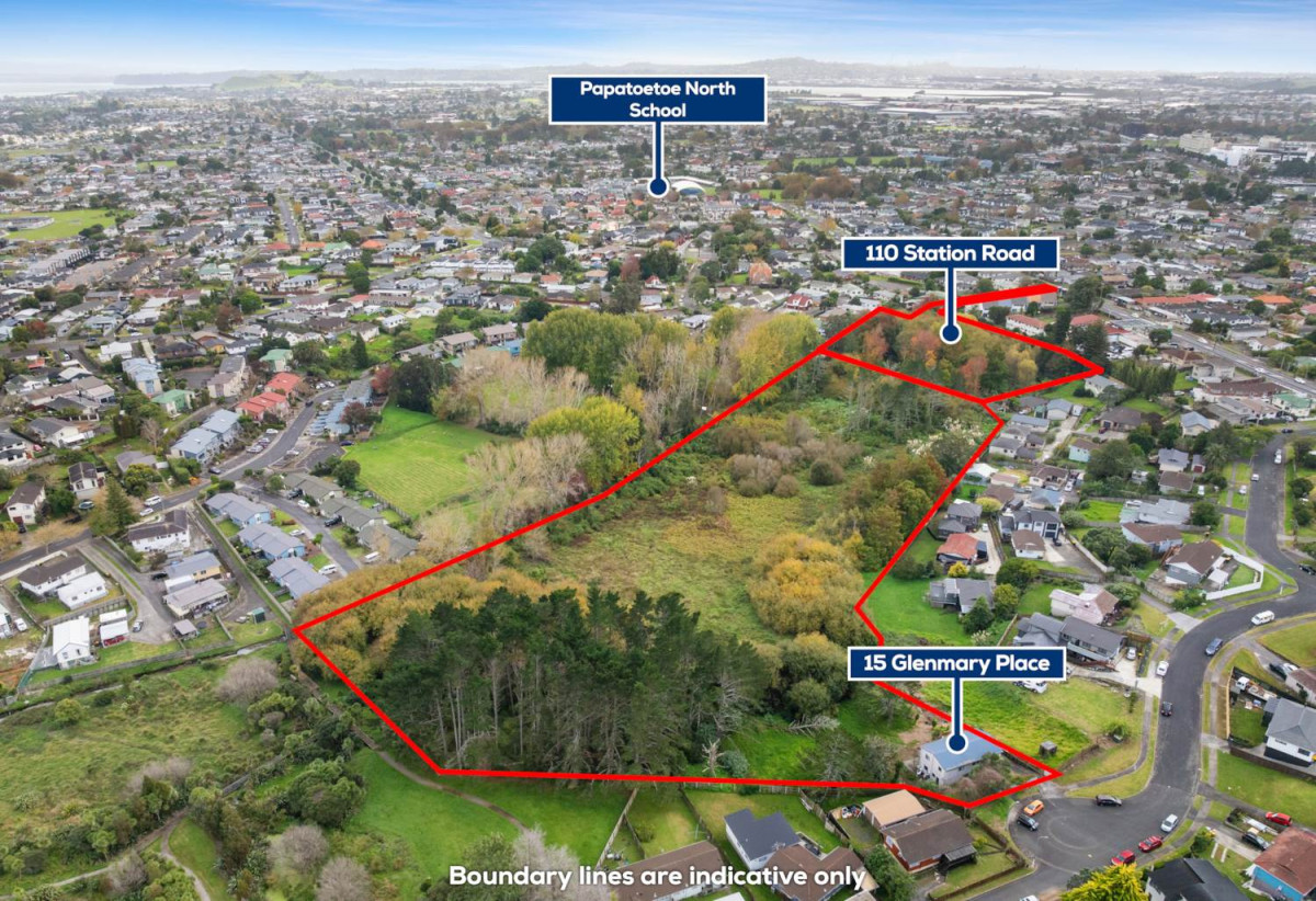 8076m² section, close to schools, shops, [also for sale, 15 Glenmary Place – 2.9633 Hectares (including income-producing residential units)], 0.8 km to Papatoetoe West School, 110 Station Road, Papatoetoe, Auckland
