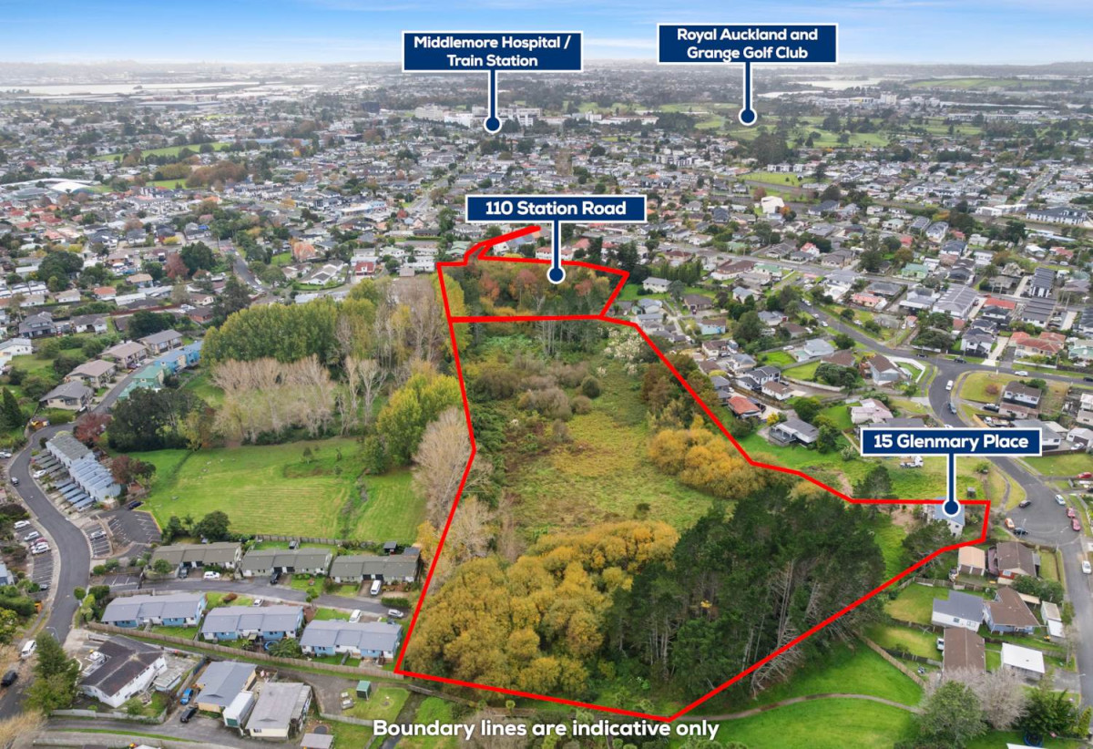 8076m² section, close to schools, shops, [also for sale, 15 Glenmary Place – 2.9633 Hectares (including income-producing residential units)], 0.8 km to Papatoetoe West School, 110 Station Road, Papatoetoe, Auckland