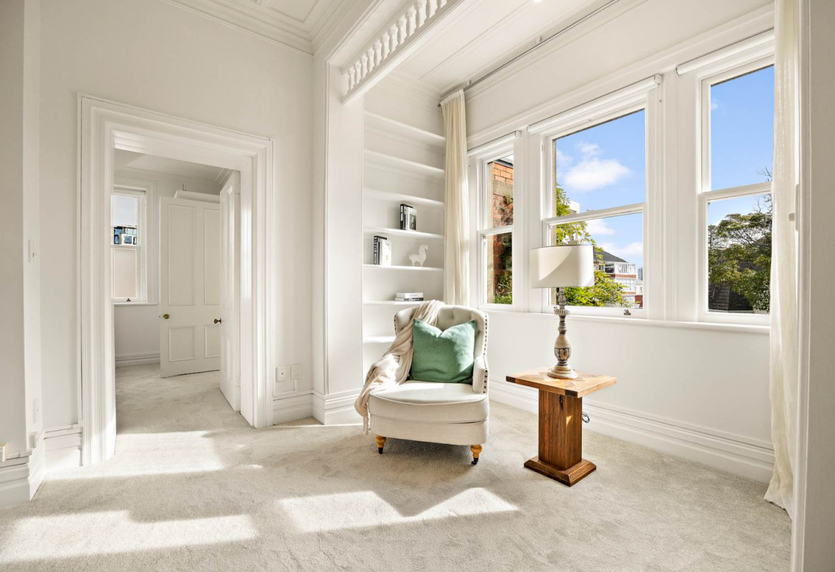Double Grammar school zone, 124m2 2 beds 1 bath apartment with car park, Occupying the entire top floor, within the legendary “Tower House”, Originally built circa 1904 for former Auckland Mayor Albert Devore, Only four apartments in the building, No body corporate fee, zoned for Auckland Grammar and Epsom Girls’ Grammar School, 3/33 St Stephens Avenue, Parnell, Auckland