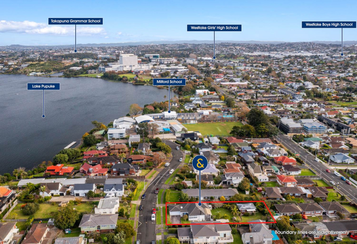1012m2 section, Home and Income, Westlake Boys and Girls school zone, main house 3 beds 2 baths house with double garage, Standalone minor dwelling 1 bed 1 bath, minutes from schools, Milford Beach, Milford Village, North Shore Hospital, 0.2 km to Milford School (Auckland), 11 Otakau Road, Milford, Auckland