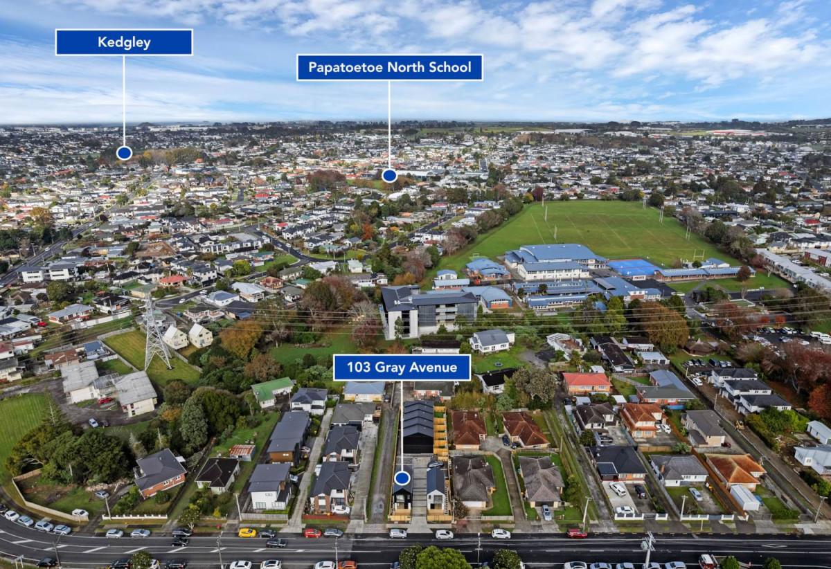 Brandnew standalone 2 beds (1 ensuite) 2.5 baths home with car park, just a short stroll from Middlemore Train Station. close to schools, shops, 0.7 km to Papatoetoe North School, Lot 1/103 Gray Avenue, Mangere East, Auckland