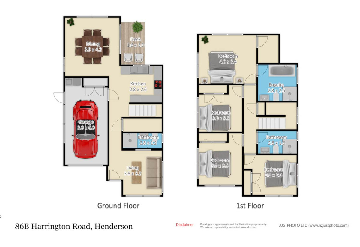 Brandnew standalone 4 beds 3 baths home with garage, close to WestCity Shopping Centre, Universal Drive retail precinct, local schools, 0.8 km to Waitakere College, 86D Harrington Road, Henderson, Auckland