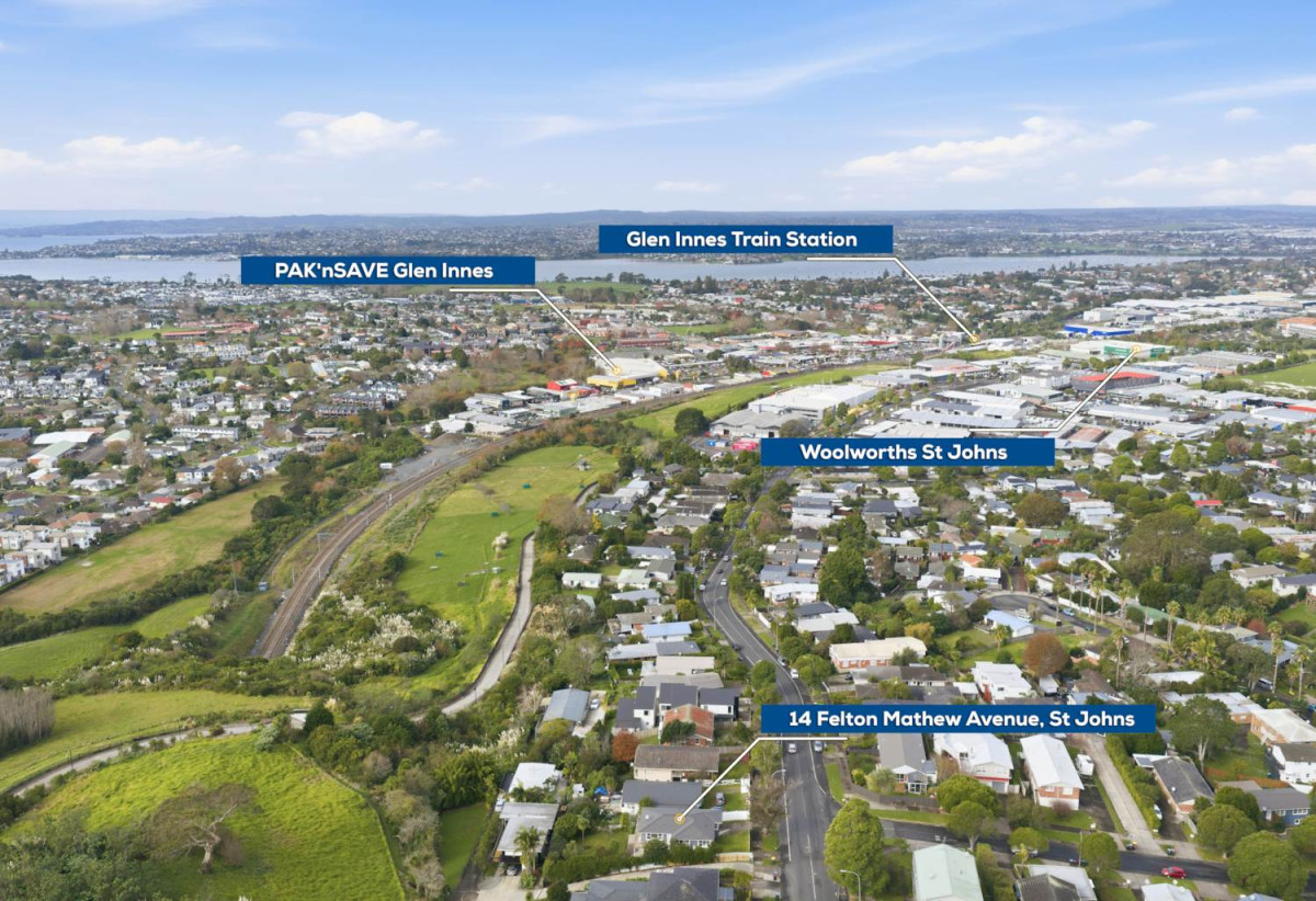 607m2 section, Renovated 4 beds + study room and a Flexi room 2 baths house with garage, 1 bed + Flexi room 1 bath downstairs, close to Glen Innes Train Station, Pak’nSave, town centre, 1.2 km to Selwyn College, 1.9 km to Stonefields School, 14 Felton Mathew Avenue, St Johns, Auckland