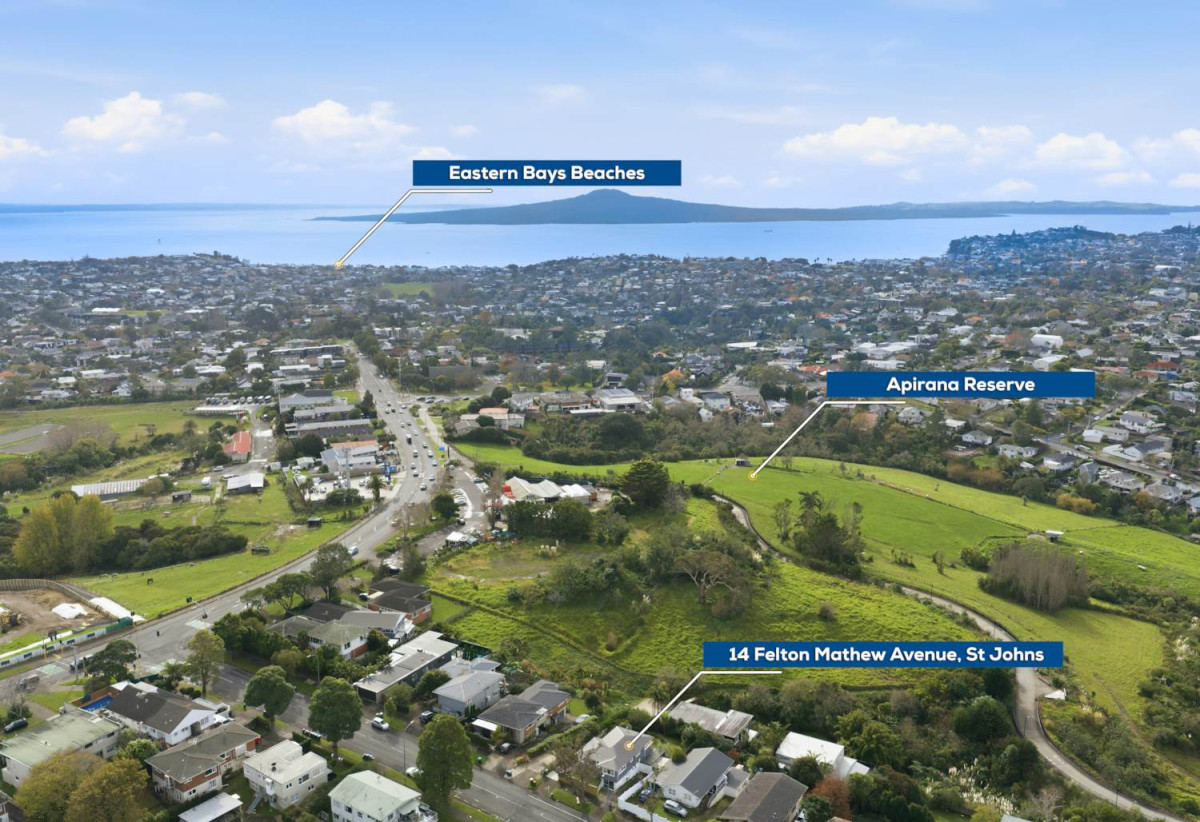 607m2 section, Renovated 4 beds + study room and a Flexi room 2 baths house with garage, 1 bed + Flexi room 1 bath downstairs, close to Glen Innes Train Station, Pak’nSave, town centre, 1.2 km to Selwyn College, 1.9 km to Stonefields School, 14 Felton Mathew Avenue, St Johns, Auckland