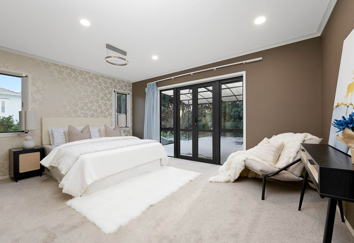 Home and income on 2502m2 section, 2 kitchens, main house 3 beds 2 baths with double garage, a private guest wing 2 beds 1 bath with its own entrance and single garage, overlooking the picturesque Torbay Heights Reserve, Approximately 10 minutes to Albany Mega Centre, close to schools, beach, 1.2 km to Long Bay School, 1.5 km to Long Bay College, 2 km to Northcross Intermediate, 349 Glenvar Road, Long Bay, Auckland