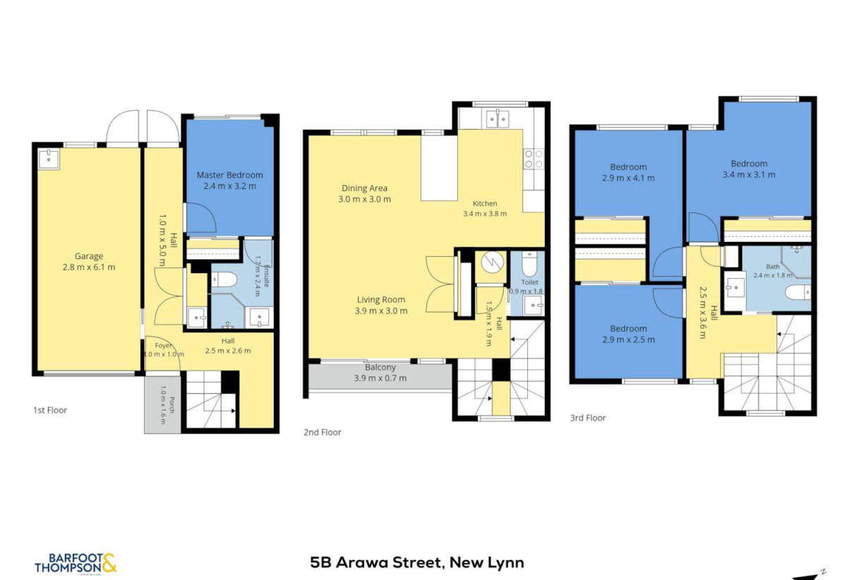 Brandnew 4 beds 2.5 baths home with garage, close to Lynn Mall, schools, 1 km to Fruitvale Road School, 5/5 Arawa Street, New Lynn, Auckland