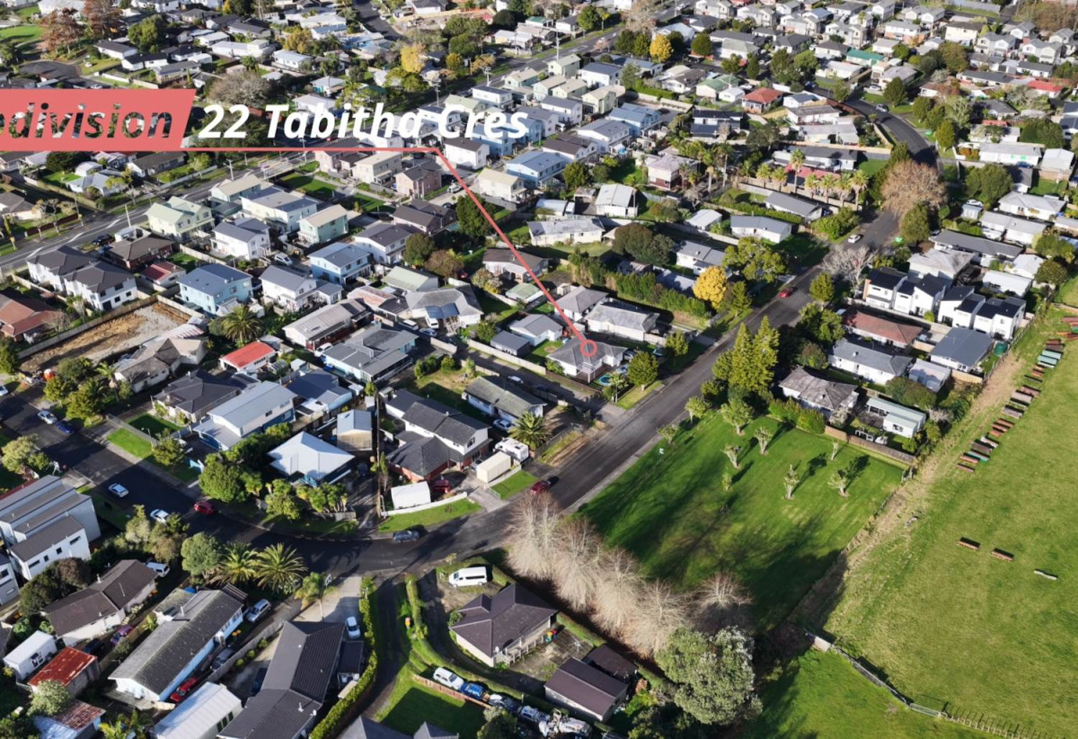 Opposite to a park, 610m2 section, 3 beds 1 bath house with RC, BC, EPA for 4 standalone homes (each 3 beds 2.5 baths with garage), 0.7 km to Henderson South School, 22 Tabitha Crescent, Henderson, Auckland