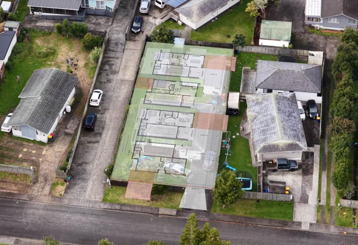 Opposite to a park, 610m2 section, 3 beds 1 bath house with RC, BC, EPA for 4 standalone homes (each 3 beds 2.5 baths with garage), 0.7 km to Henderson South School, 22 Tabitha Crescent, Henderson, Auckland