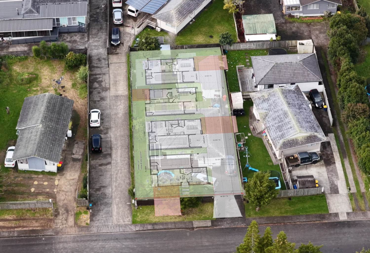 Opposite to a park, 610m2 section, 3 beds 1 bath house with RC, BC, EPA for 4 standalone homes (each 3 beds 2.5 baths with garage), 0.7 km to Henderson South School, 22 Tabitha Crescent, Henderson, Auckland