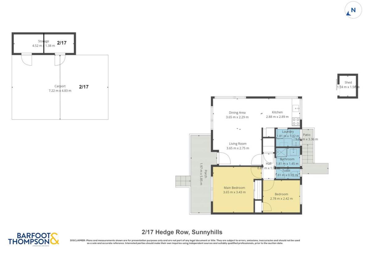 Half share of 790m2 section, Brick and tile 2 beds 1 bath home with carport, close to schools, parks, shopping centres, 0.3 km to Wakaaranga School, 0.5 km to Farm Cove Intermediate, 0.7 km to Pakuranga College, 2/17 Hedge Row, Sunnyhills, Auckland