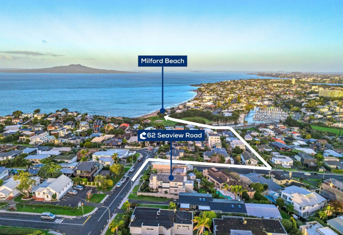 Double Westlake school zone, Breathtaking 180° Views, Sea Views, city skyline views, 640m2 section, 4 beds (2 ensuites) + large office room and rumpus room 3.5 baths house with double garage, 2024 luxury renovated, close to beach, Milford shops, schools, Zoned for Campbells Bay School, Westlake Boys’ and Westlake Girls’ High Schools, and Murrays Bay Intermediate, 62 Seaview Road, Castor Bay, Auckland