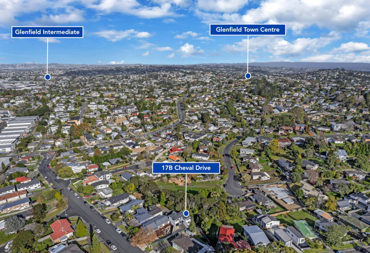 Next to a reserve, 5 beds (3 ensuites) 4 baths house with garage, The lower level features 2 bedrooms, 1 bathroom and a separate entrance, close to schools, Wairau Park Shopping Centre, 0.6 km to Target Road School, 17B Cheval Drive, Totara Vale, Auckland