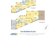 Standalone 5 beds (2 ensuites) + study nook 4.5 baths home with garage, 2 beds 2.5 baths ground floor, close to schools, shopping centres, 0.5 km to Riverhills School and Pakuranga Heights School, 0.9 km to v and Pakuranga Intermediate, 14A Okareka Place, Pakuranga Heights, Auckland