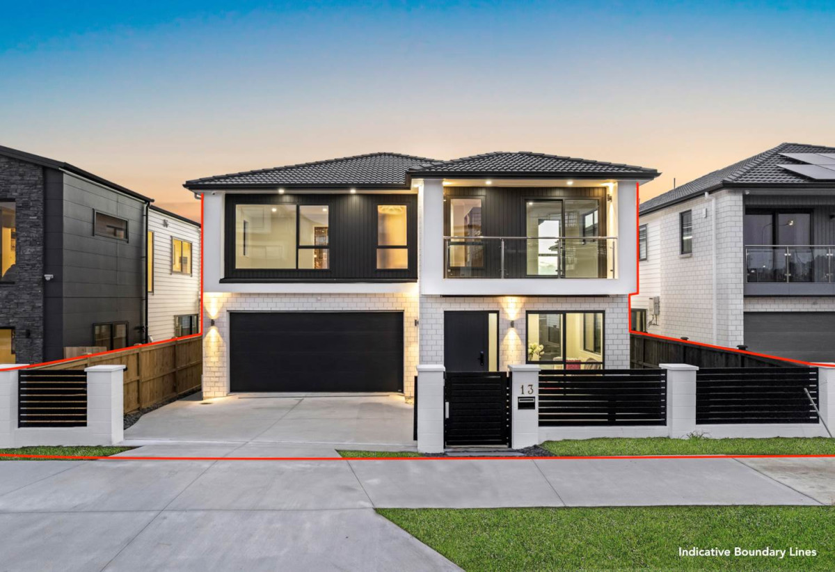 445m2 section, Brandnew 8 beds (6 ensuites) 7.5 baths house with double garage and 2 beds 1 bath granny, close to schools, Ormiston shopping centre, 0.7 km to Mission Heights Junior College, 0.9 km to Mission Heights Primary School, 1.5 km to Ormiston Senior College, 13 Mill Hill Close, Flat Bush, Auckland