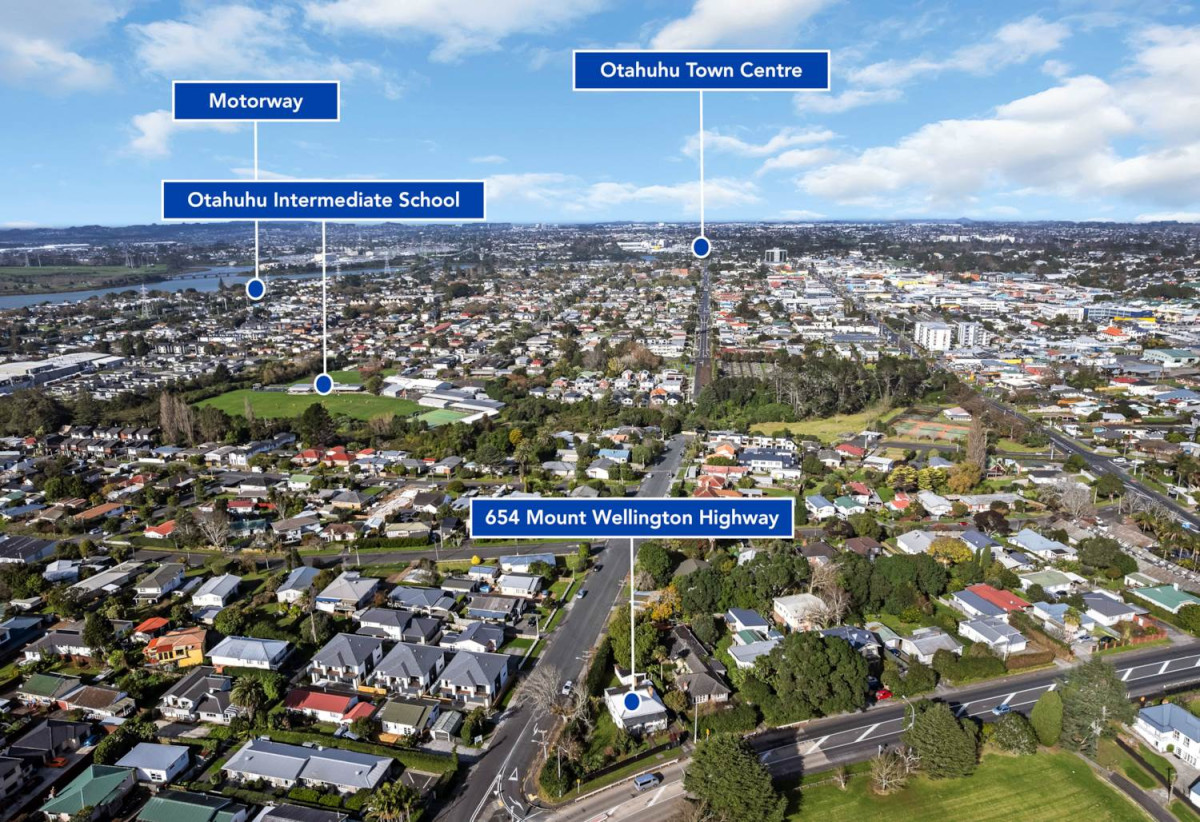 Opposite Mount Richmond playground, 858m2 soner site with RC Applied for 7 Lots, 3 beds 2 baths house with standalone garage, Just minutes from Sylvia Park Shopping Centre and New Zealand’s flagship IKEA store, 0.5 km to Otahuhu Intermediate, 1.2 km to Panama Road School, 654 Mount Wellington Highway, Mt Wellington, Auckland