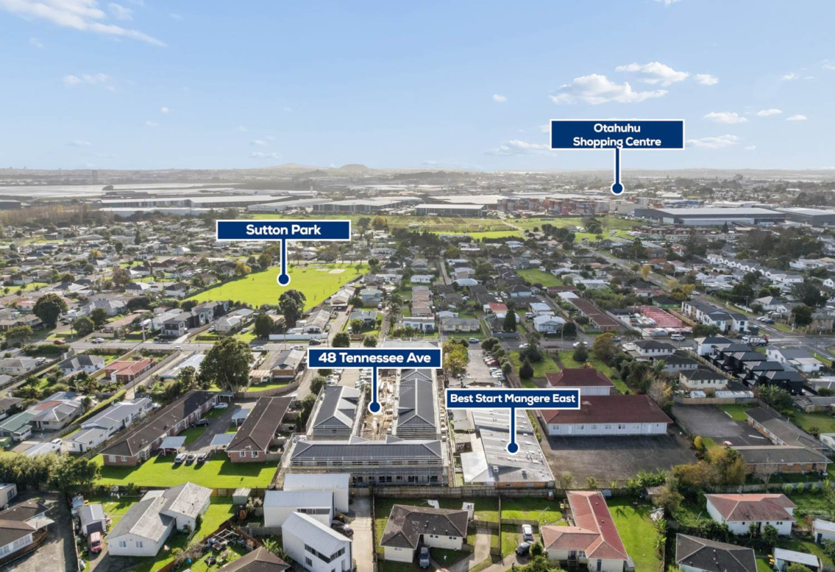 Brandnew townhouse with car park, Flexible Layouts: Choose from 2-bed/1-bath, 2-bed/2-bath, or spacious 3-bed/2-bath designs, with completion forecast for October/November 2026, close to schools, shops, 0.4 km to Mangere East School, 0.5 km to Sutton Park School, Lots 1-32/48 Tennessee Avenue, Mangere East, Auckland