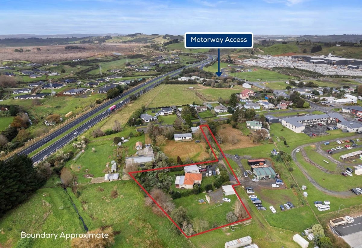 3008m2 section, Nearby Pokeno town centre and Woolworths supermarket, 2 beds 1 bath house with standalone garage, plus a separate sleepout with two rooms, close to motorway access, Zoned Medium Density Residential, with potential for subdivision (subject to council approval), 15A Selby Street, Pokeno