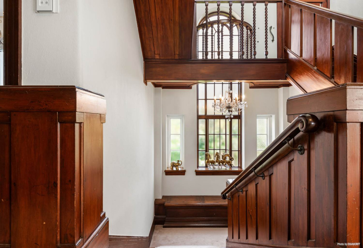 1212m2 section, Historic Elegance, Iconic Prestige, Double Grammar school zone, 5 beds + study room 4 baths house with triple garage, Designed in 1926 by renowned architect William Gummer as his own family home, Constructed in solid double brick and opposite Auckland Grammar School, minutes from Newmarket, 0.1 km to Auckland Grammar, 0.4 km to Newmarket School, 1 km to Epsom Girls’ Grammar School, 46 Mountain Road, Epsom, Auckland