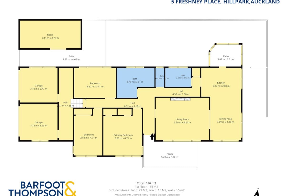 756m2 section, Renovated Brick and tile 3 beds 2 baths house with double garage, minutes to motorway access, Auckland Botanic Gardens, shops, schools, 5 Freshney Place, Hill Park, Auckland