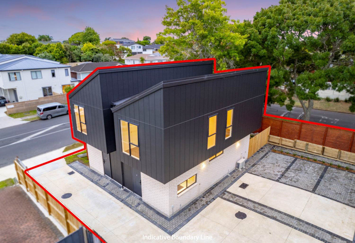 Directly opposite Lloyd Elsmore Park and recreational facilities, Brandnew 3 beds 1.5 baths home with car park, close to schools, shopping centres, golf club, move-in ready, 0.7 km to Elm Park School, Lots 1-5/38 Cascades Road, Pakuranga Heights, Auckland