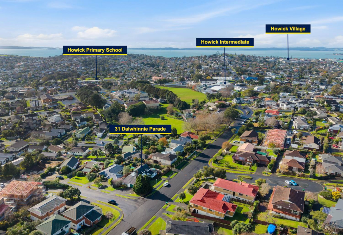 718m2 section, 5 beds 2.5 baths house with double garage and swimming pool, Walking distance to Pak’nSave, local shops and transport, Close to Lloyd Elsmore Park and Howick Leisure Centre, golf club, 0.4 km to Howick Intermediate, 0.5 km to Howick Primary School, 1.2 km to Pakuranga College, 31 Dalwhinnie Parade, Highland Park, Auckland
