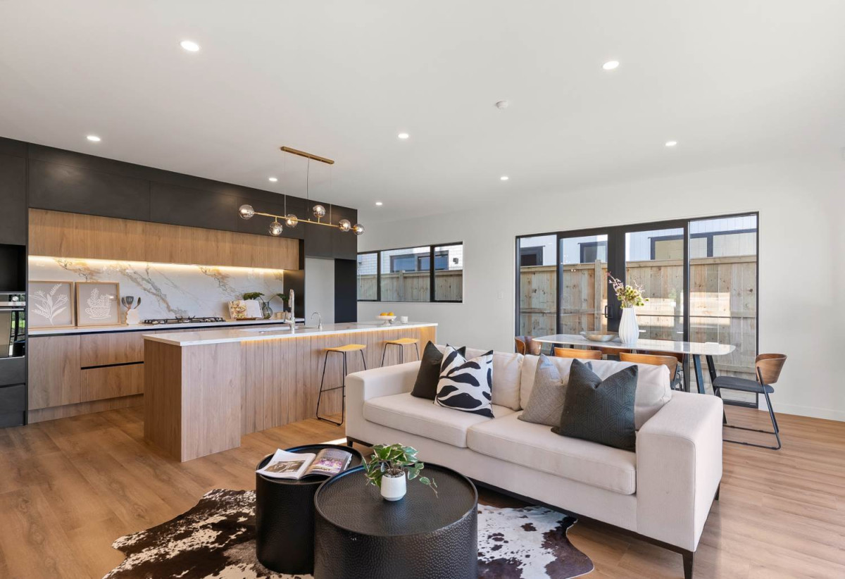 Brandnew 5 beds (3 ensuites) 4 baths house with double garage, 1 ensuite ground floor, Located within easy walking distance to Ormiston Town Centre and Barry Curtis Park, 28-34 Olga Road, Flat Bush, Auckland