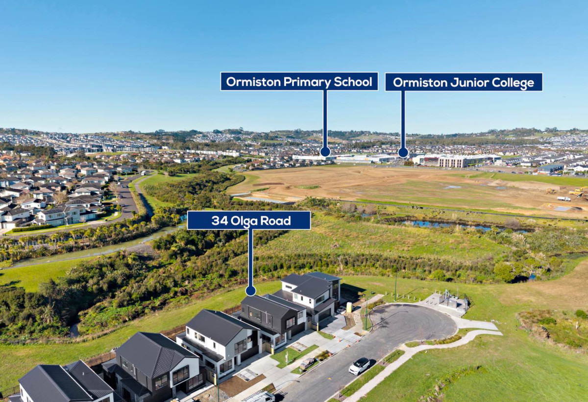 Brandnew 5 beds (3 ensuites) 4 baths house with double garage, 1 ensuite ground floor, Located within easy walking distance to Ormiston Town Centre and Barry Curtis Park, 28-34 Olga Road, Flat Bush, Auckland