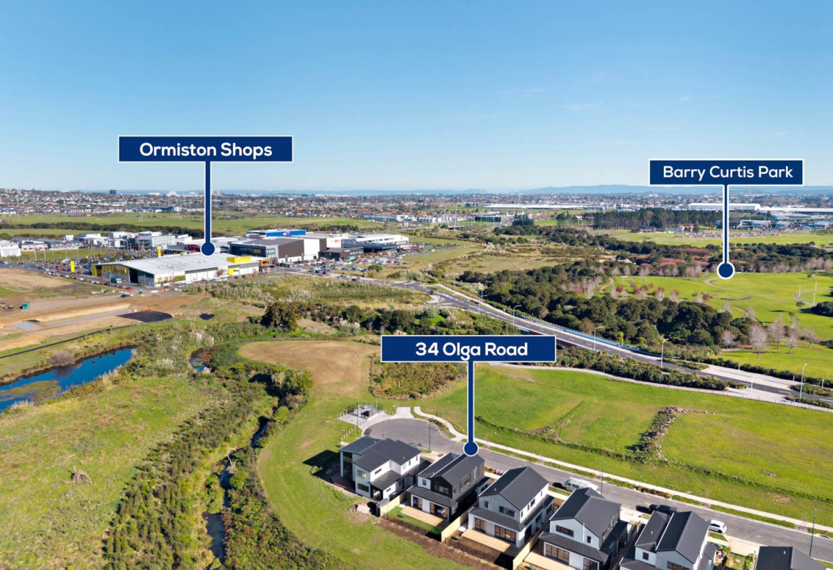 Brandnew 5 beds (3 ensuites) 4 baths house with double garage, 1 ensuite ground floor, Located within easy walking distance to Ormiston Town Centre and Barry Curtis Park, 28-34 Olga Road, Flat Bush, Auckland