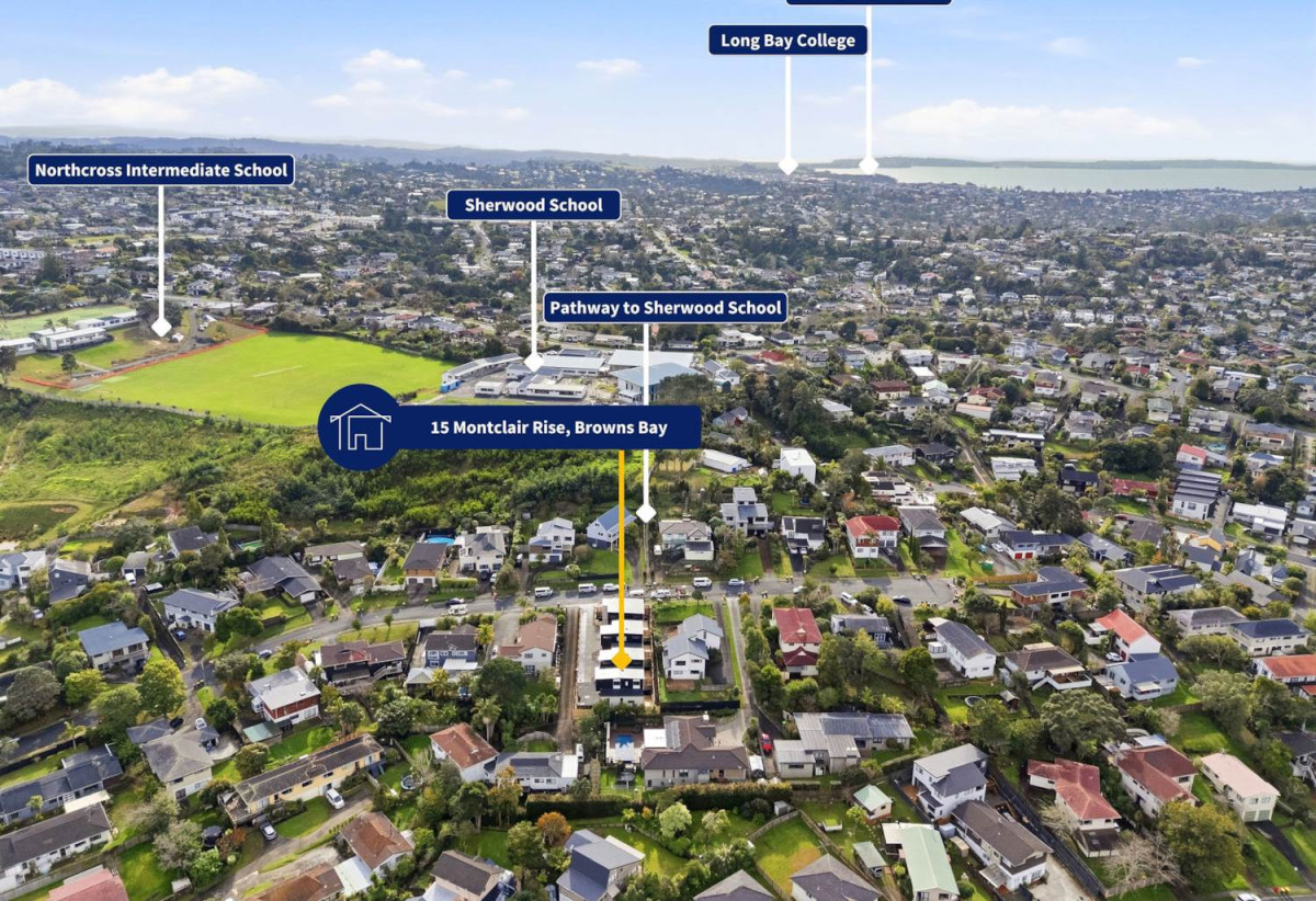 Directly opposite Sherwood Primary School, Brandnew standalone 4 beds 2.5 baths home with garage, close to schools, local shops, parks, beach, Zoned for Sherwood Primary, Northcross Intermediate and Long Bay College, 15 Montclair Rise, Browns Bay, Auckland