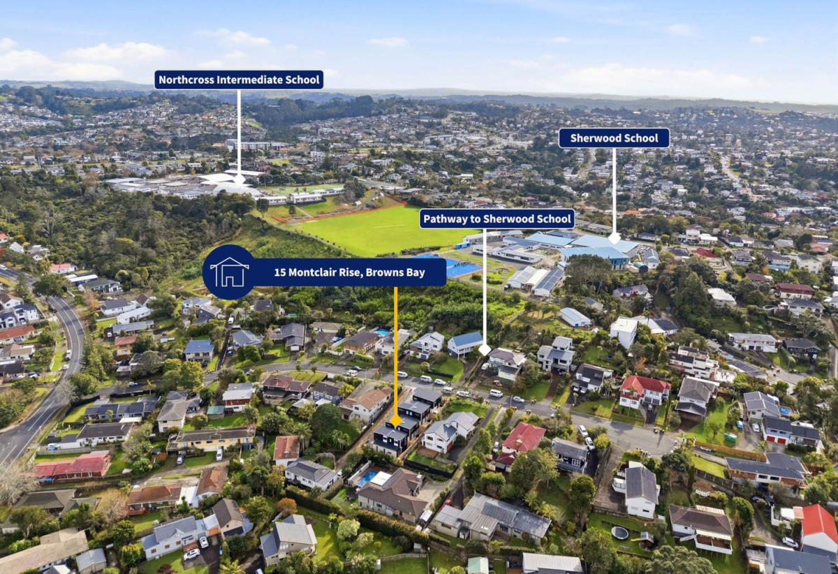 Directly opposite Sherwood Primary School, Brandnew standalone 4 beds 2.5 baths home with garage, close to schools, local shops, parks, beach, Zoned for Sherwood Primary, Northcross Intermediate and Long Bay College, 15 Montclair Rise, Browns Bay, Auckland