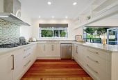 739m2 section, 5 beds (1 ensuite) + study 3 baths house with double garage and swimming pool, 2 bed 1 bath ground floor, 49 Weatherly Road, Torbay, Auckland