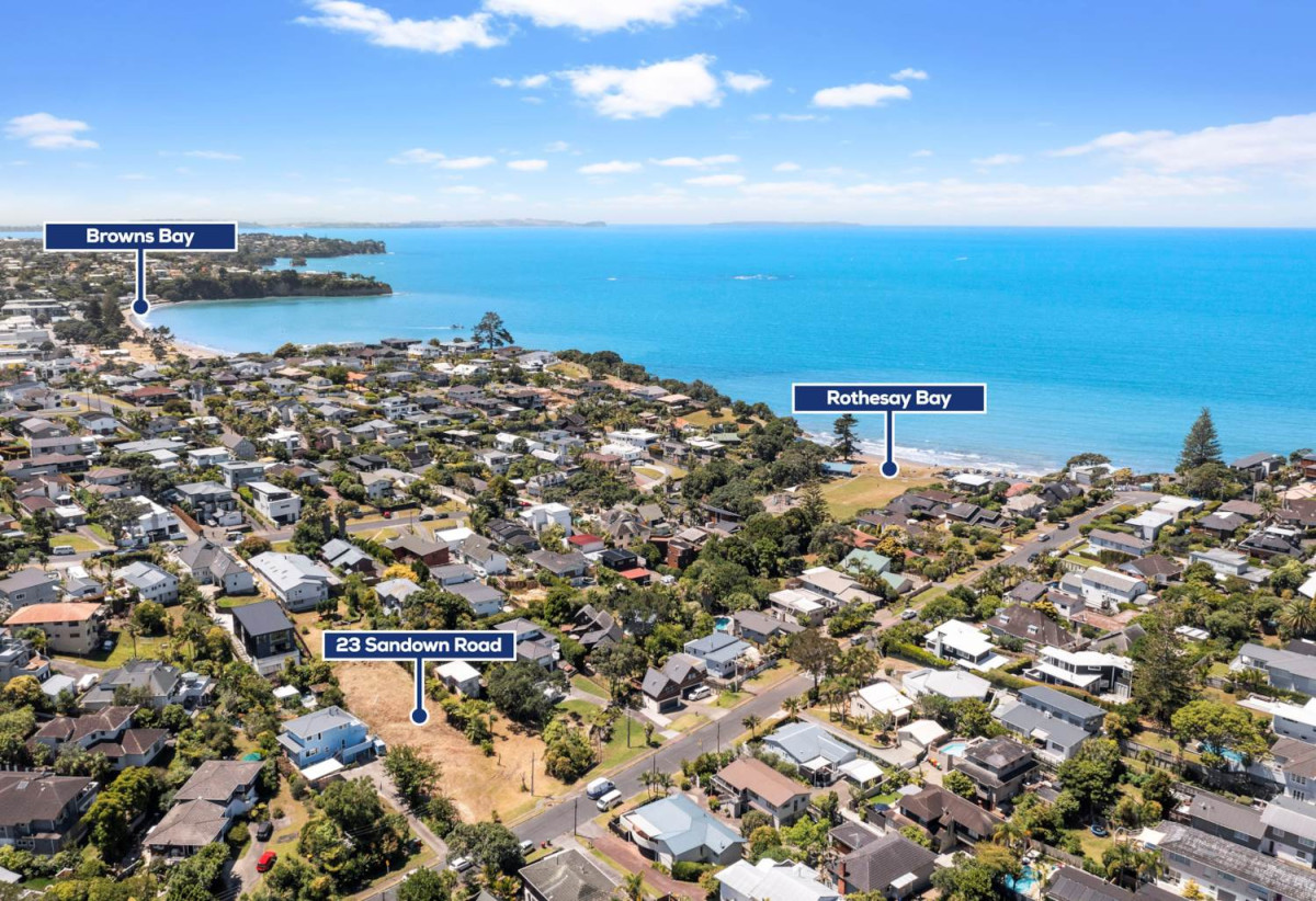 Rangitoto College zone, 1012m2 section, Luxury Coastal Opportunity, 23 Sandown Road, Rothesay Bay, Auckland