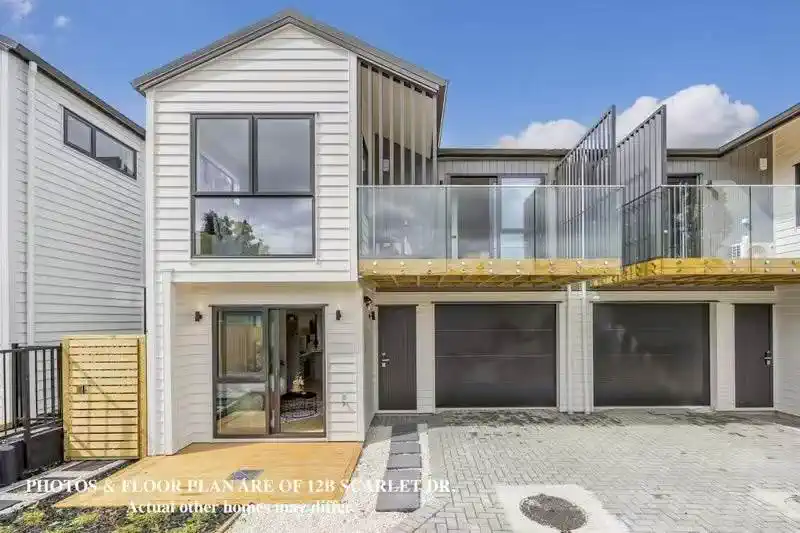 Brandnew freehold 3 beds 2.5 bath Duplex home with garage, Move-in ready, close to schools, parks, shops, 0.5 km to Birdwood School, 1.6 km to Waitakere College, 1.8 km to Massey High School, 12A Scarlet Drive, Ranui, Auckland