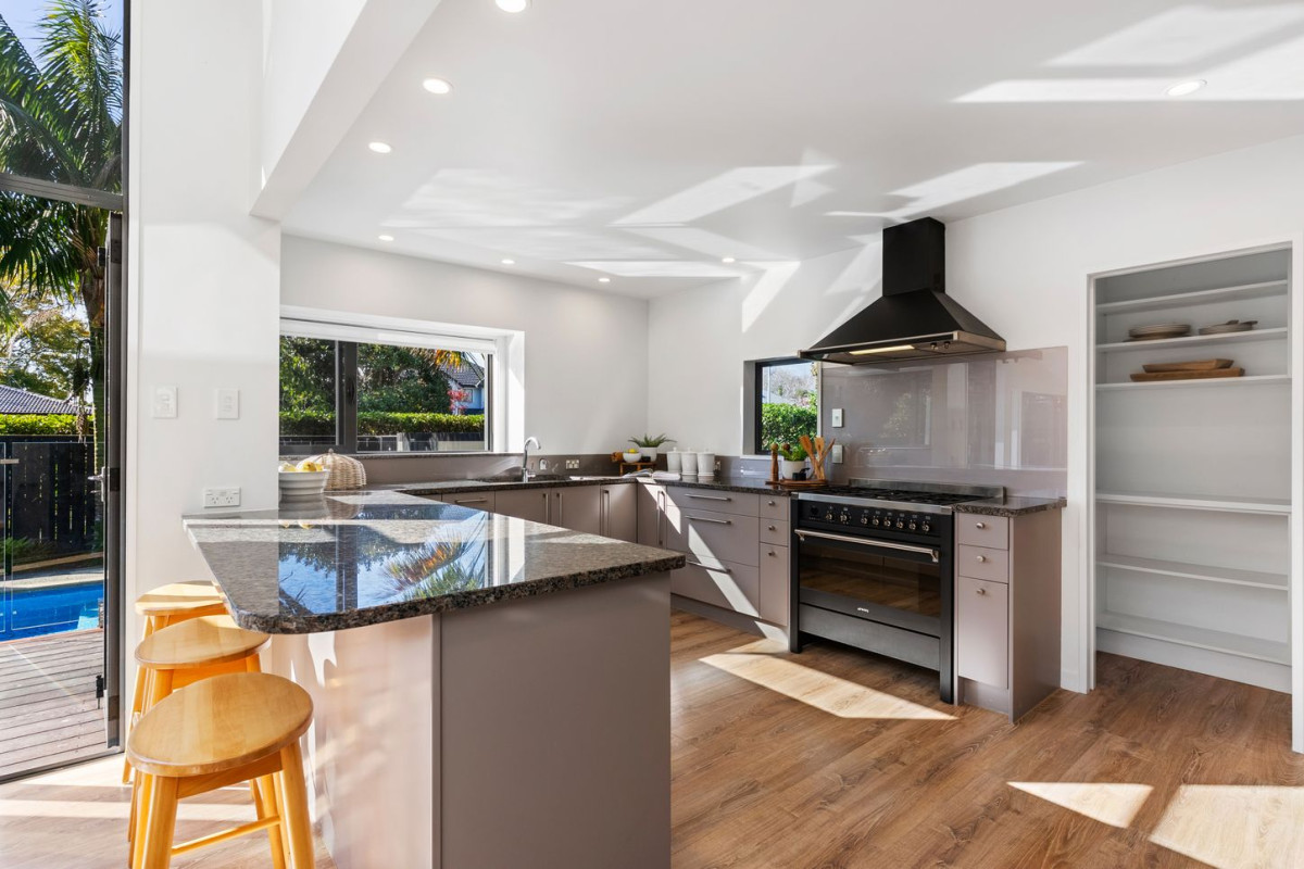 Overseas vendors committed to sell, 1420m2 section, Over 400m2 5 beds 3.5 baths, double garage, swimming pool, Striking cedar architectural home offering resort-style family living, moments from Wainoni Park and local amenities, 6 Birchwood Grove, Greenhithe, Auckland