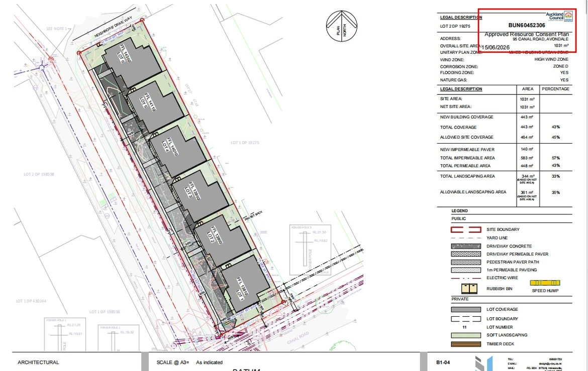 1031m2 section, RC and EPA Ready for 6 standalone homes, 6 beds 2 baths houses with car parks, 95 & 95A Canal Road Avondale, Auckland