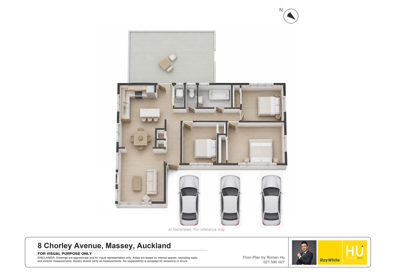 817m2 section, 3 beds 1 bath house, Approx. 18.3m2 street frontage and multi off-street car parks, 8 Chorley Avenue Massey, Auckland