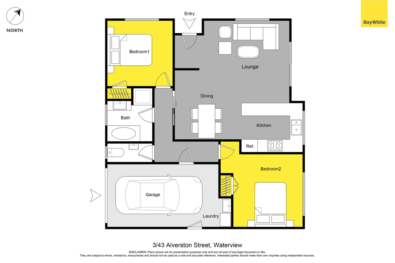 Standalone Brick and tile 2 beds 1 bath home with garage, 3/43 Alverston Street Waterview, Auckland
