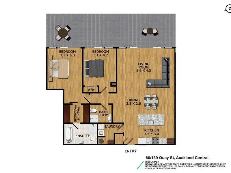 MORTGAGEE SALE, 106m2 Lease hold 2 beds (1 ensuite) 2 baths 1 car park apartment, in the Princess Wharf Shed 20 apartment complex, zoned for Auckland Girls’ Grammar School,60/139 Quay Street, City Centre, Auckland