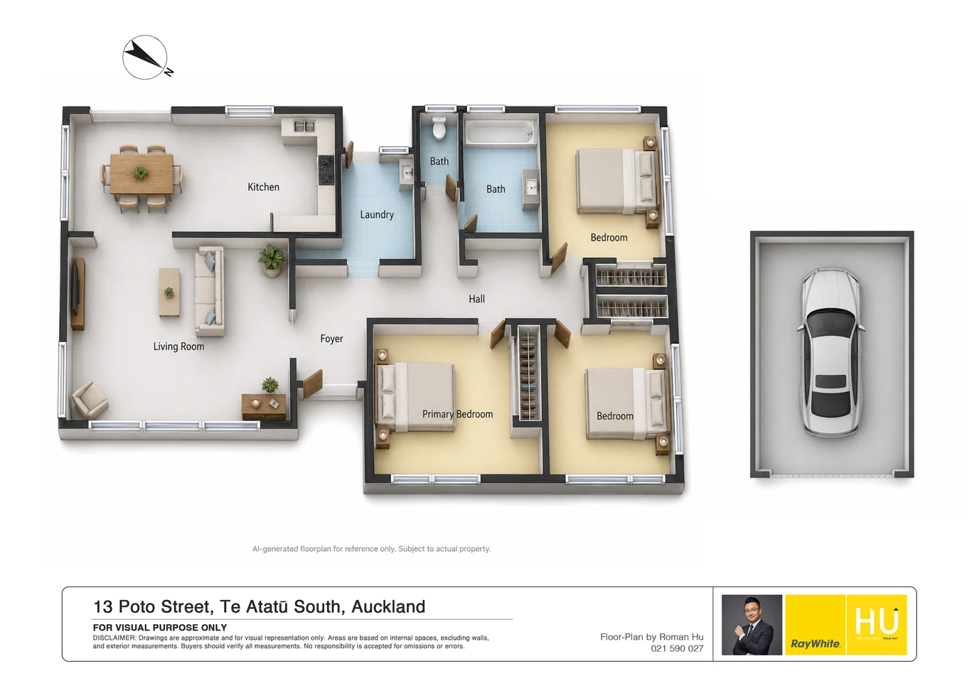 410m2 section, Affordable 3 beds 1 bath house with Separate garage, 13 Poto Street Te Atatu South,, Auckland