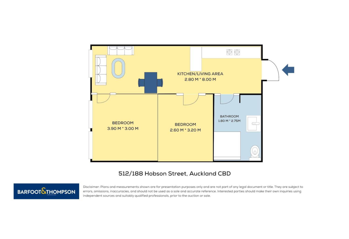 Auckland Girls’ Grammar School zone, 49m2 Freehold 2 beds 1 bath apartment, move-in ready, With a 2021 CV of $410,000 and an incredibly competitive asking price of $299,000, 512/188 Hobson Street, City Centre, Auckland