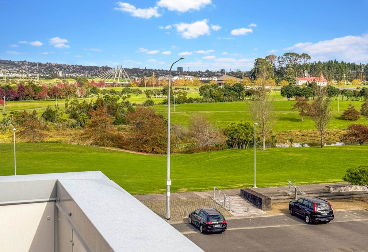 With three balconies in total, 2 beds 1 bath modern two-level apartment with 1 car park, next to Barry Curtis Park and the Fo Guang Shan Temple, 16/63 Kestev Drive, Flat Bush, Auckland