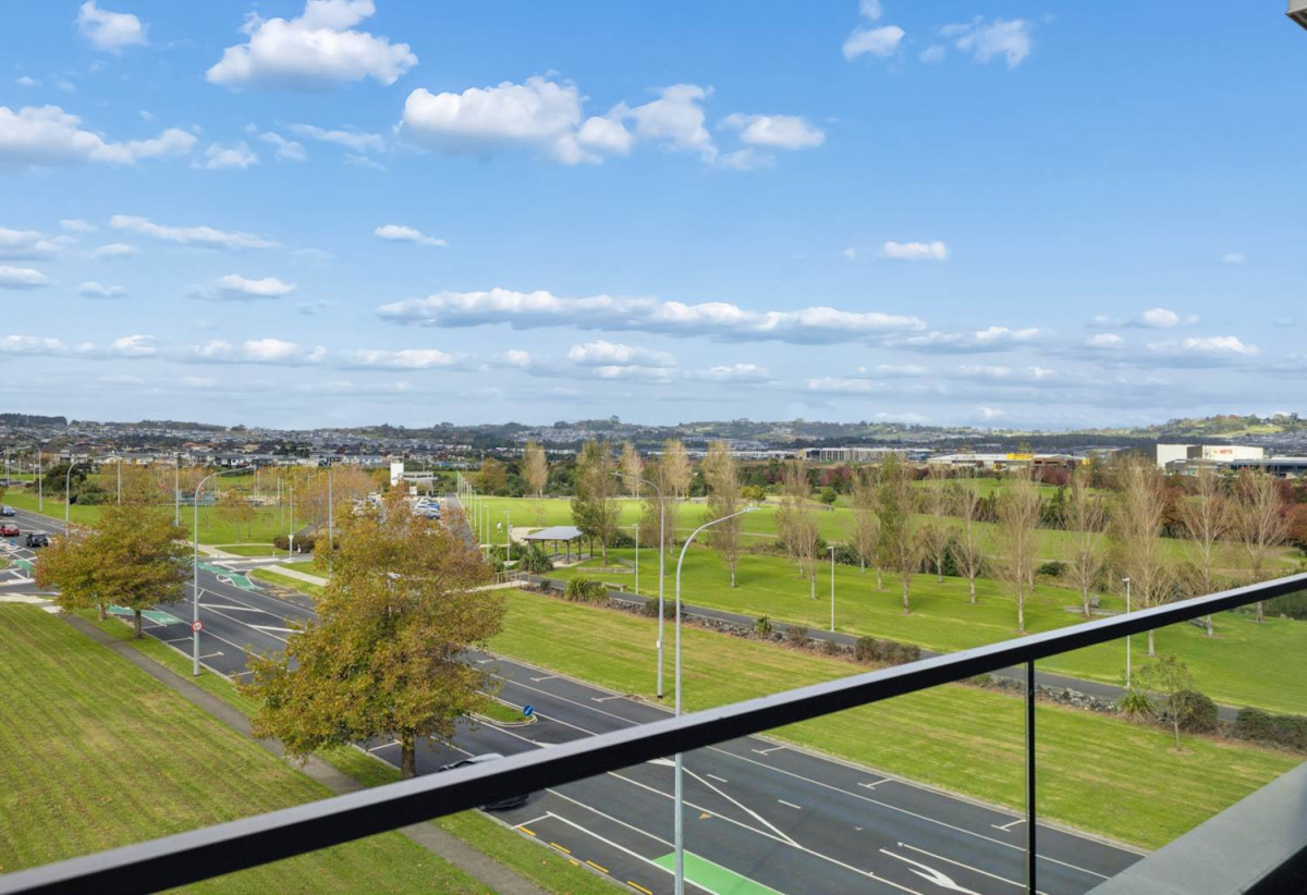 With three balconies in total, 2 beds 1 bath modern two-level apartment with 1 car park, next to Barry Curtis Park and the Fo Guang Shan Temple, 16/63 Kestev Drive, Flat Bush, Auckland