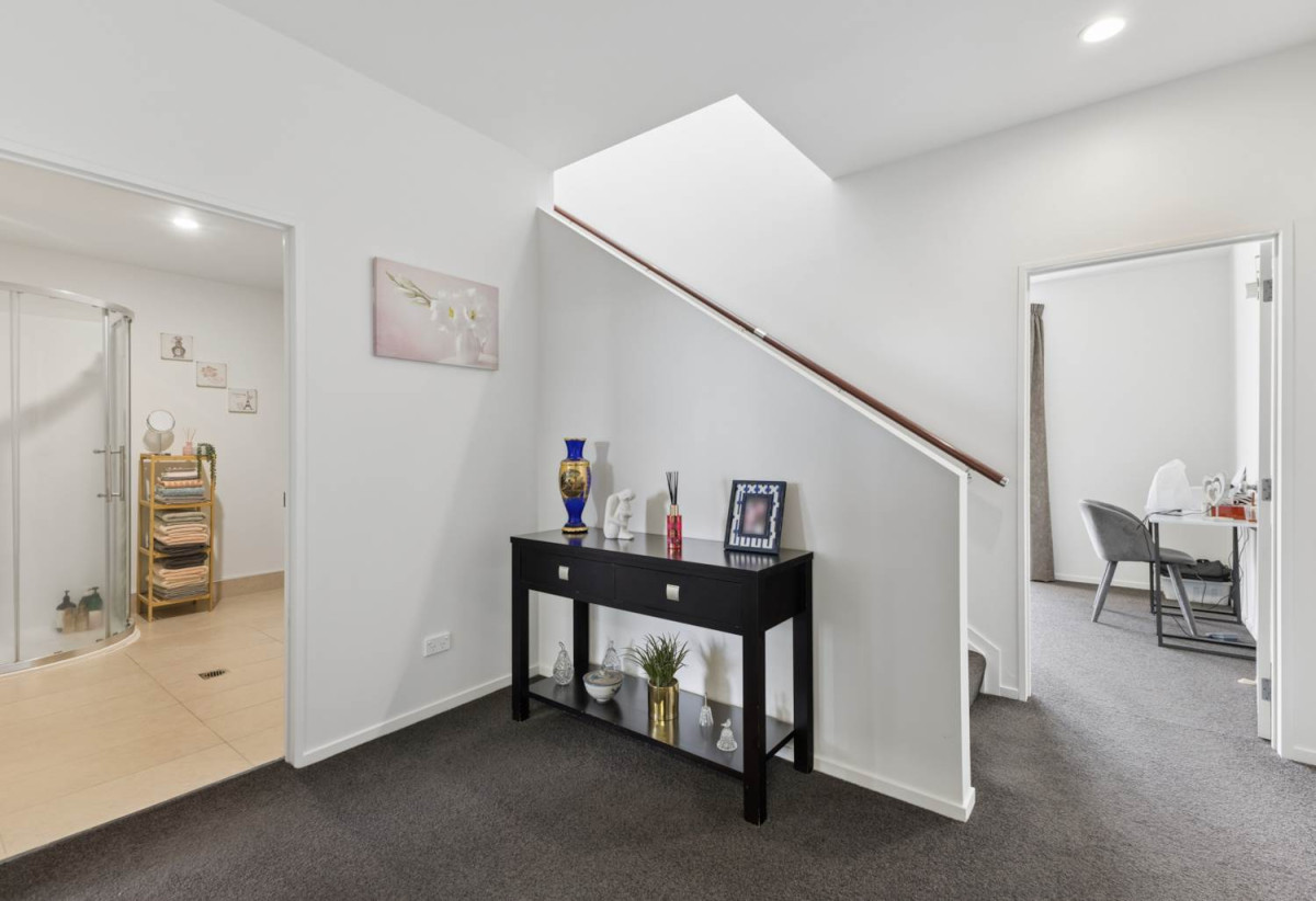 With three balconies in total, 2 beds 1 bath modern two-level apartment with 1 car park, next to Barry Curtis Park and the Fo Guang Shan Temple, 16/63 Kestev Drive, Flat Bush, Auckland
