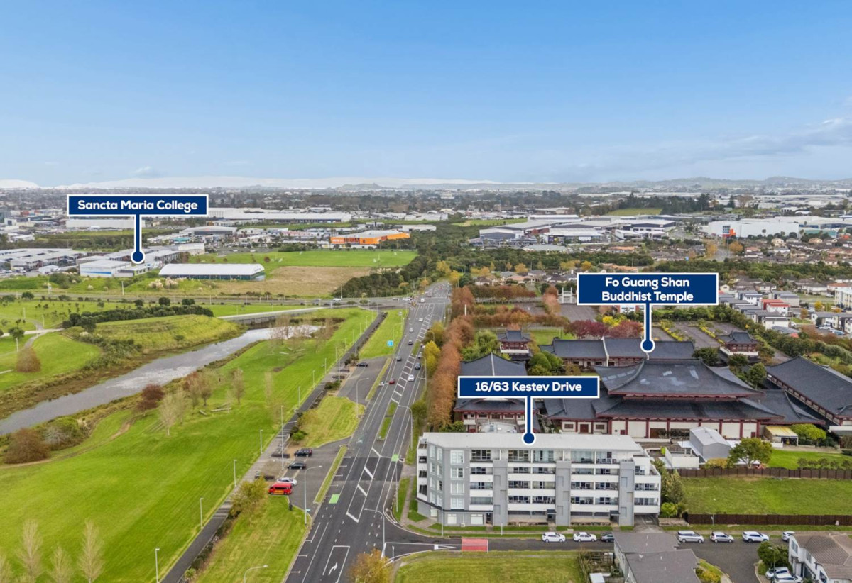 With three balconies in total, 2 beds 1 bath modern two-level apartment with 1 car park, next to Barry Curtis Park and the Fo Guang Shan Temple, 16/63 Kestev Drive, Flat Bush, Auckland