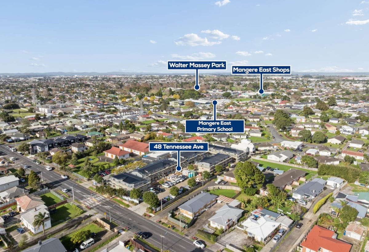 32 Brandnew homes, Flexible Layouts: Choose from 2-bed/1-bath, 2-bed/2-bath, or spacious 3-bed/2-bath designs, Every home includes one dedicated off-street parking, Lots 1-32/48 Tennessee Avenue, Mangere East, Auckland