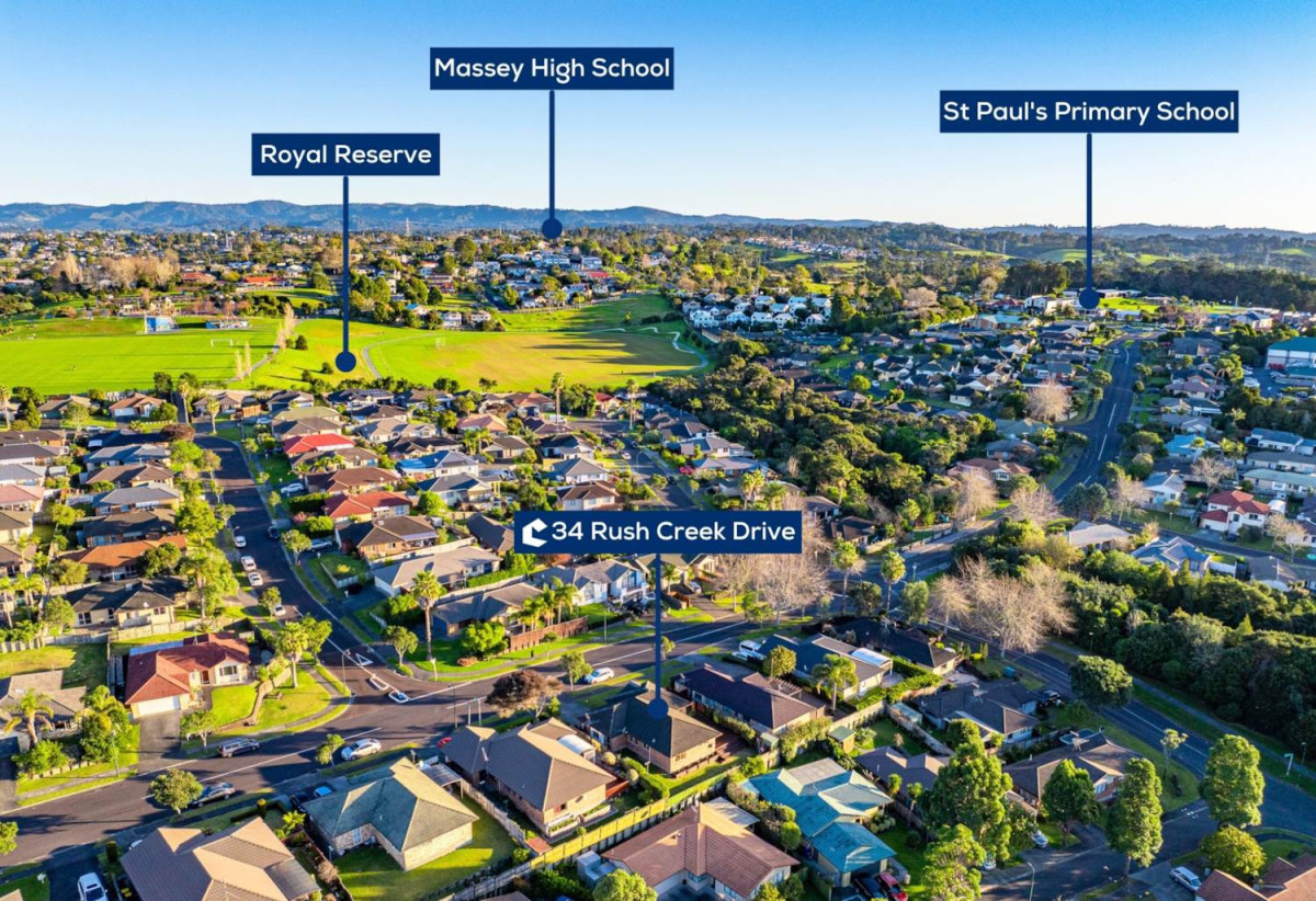 Massey High School zone, 450m2 section, Brick and tile 3 beds 2 baths house with double garage, 34 Rush Creek Drive, Westgate, Auckland