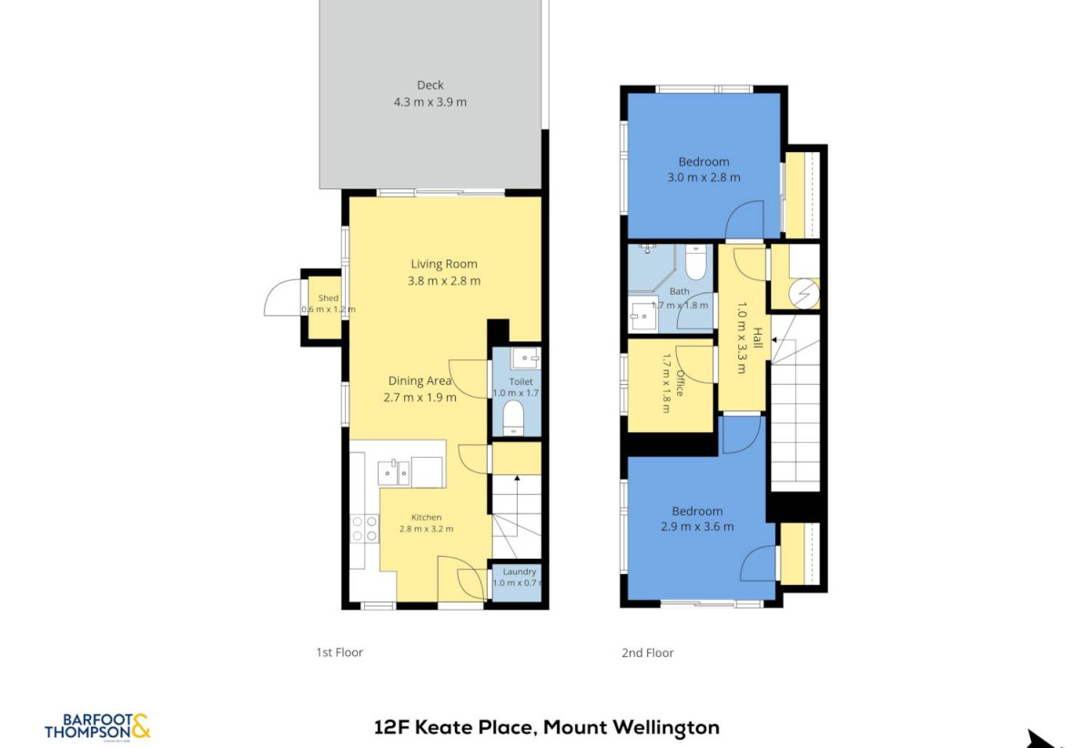 2 beds + study room 1.5 bath home with car park, no Body Corporate fees, Located just moments from Sylvia Park Shopping Centre, 12F Keate Place, Mt Wellington, Auckland