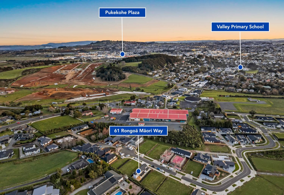 2 kitchens, 5 beds 3.5 baths house with double garage, A versatile self-contained accommodation wing with its own living area, 1 bed, 1 bath and private external entrance, 61 Rongoa Maori Way, Pukekohe, Auckland