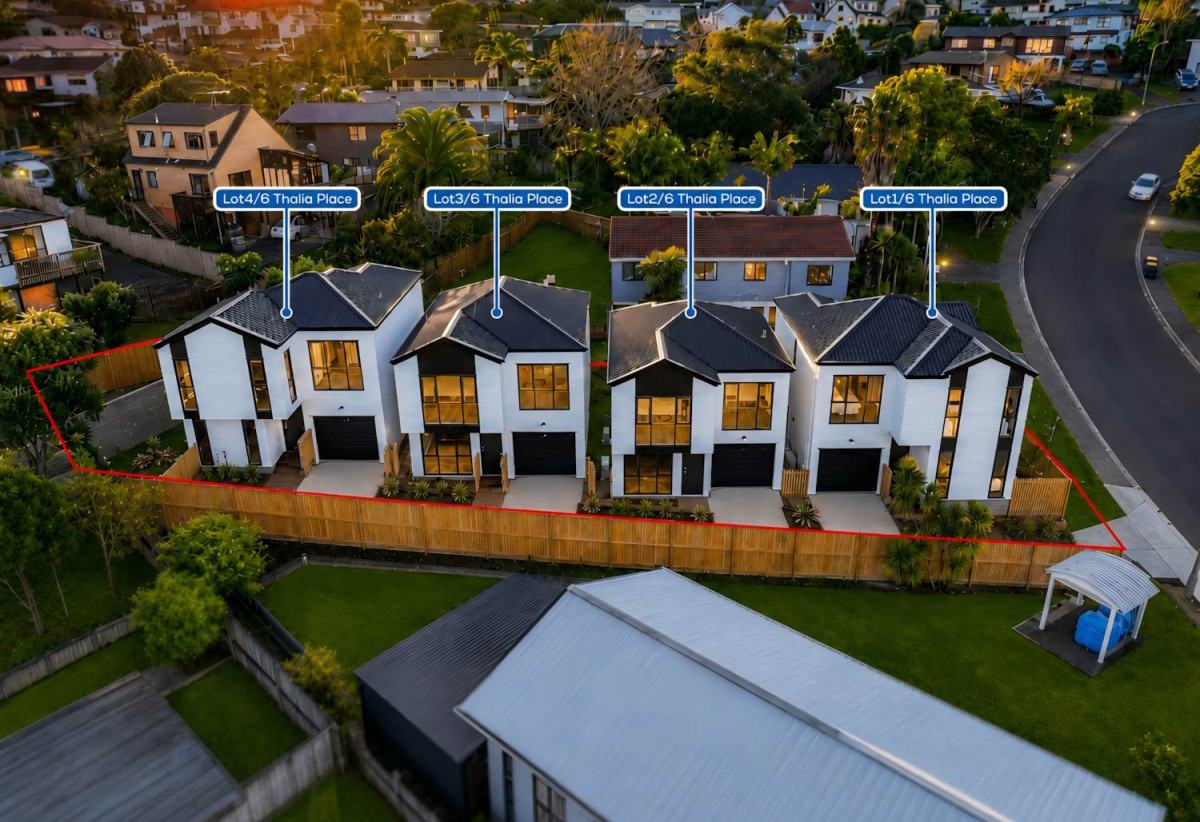 Brandnew standalone 3 beds 2.5 baths home with garage, 0.8 km to Target Road School, Lot 1-4/6 Thalia Place, Totara Vale, Auckland